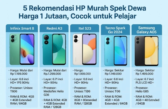 11 HP Murah untuk Anak Sekolah, Harga Mulai 1 Jutaan!