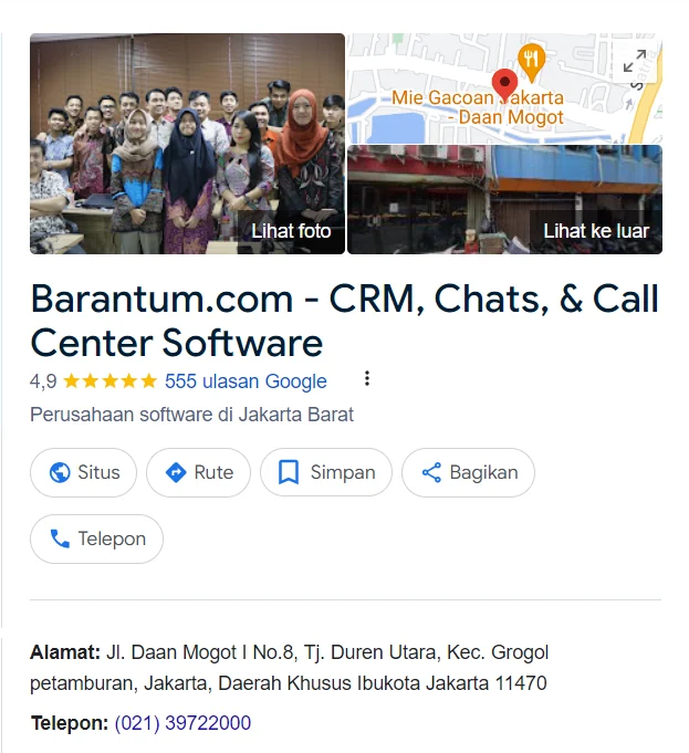 CRM Indonesia Rating Tertinggi: Barantum Raih 4,9/5 dari 1.200 Ulasan Google