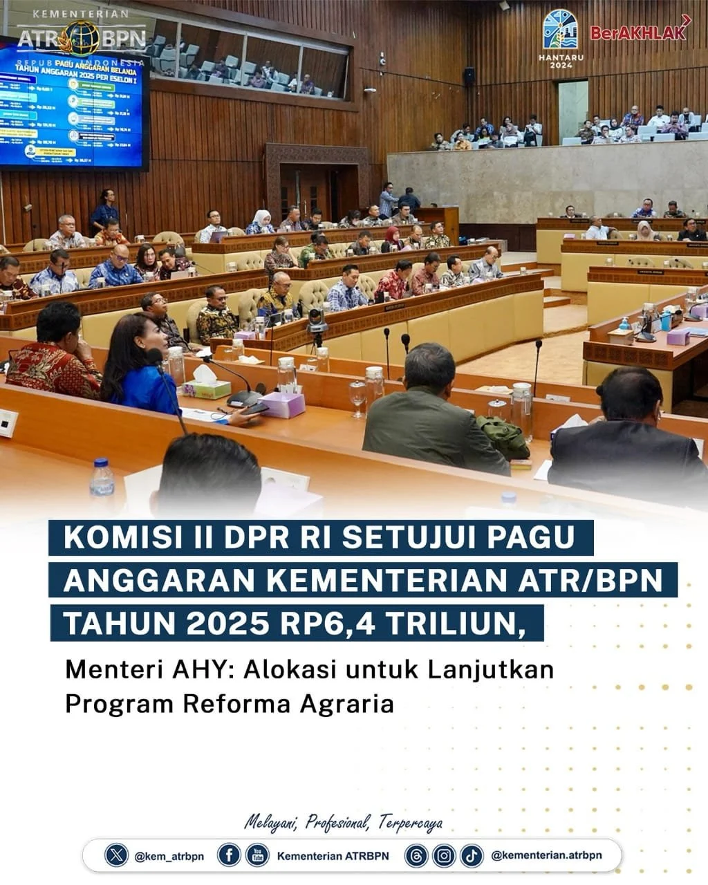 Komisi II DPR Dukung Usulan Tambahan Anggaran ATR BPN Rp3,23 Triliun untuk Program Prioritas