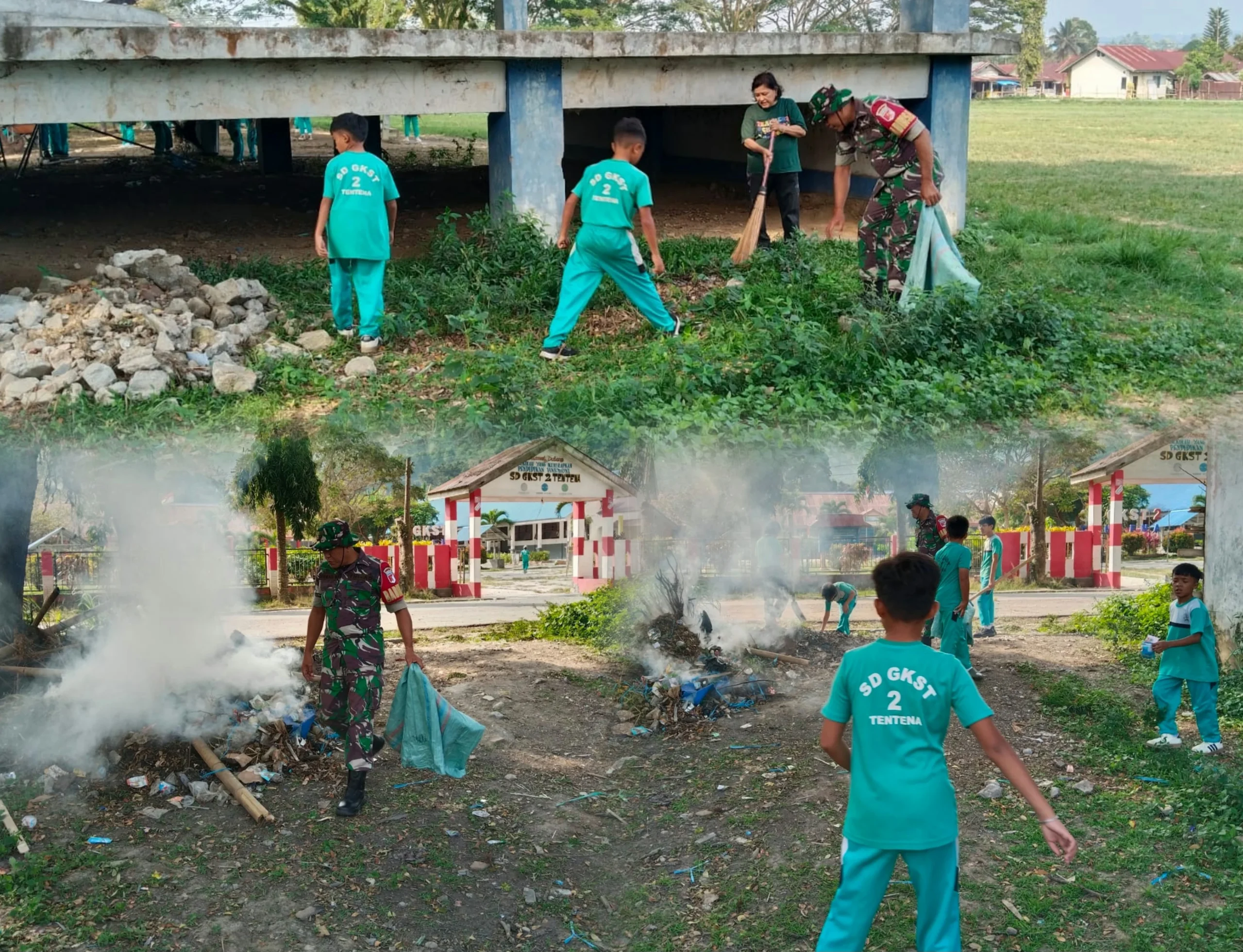 Koramil 07 KB Serka Taufik Tumbuhkan Kesadaran Terhadap Kebersihan Lingkungan Melalui Karya Bakti
