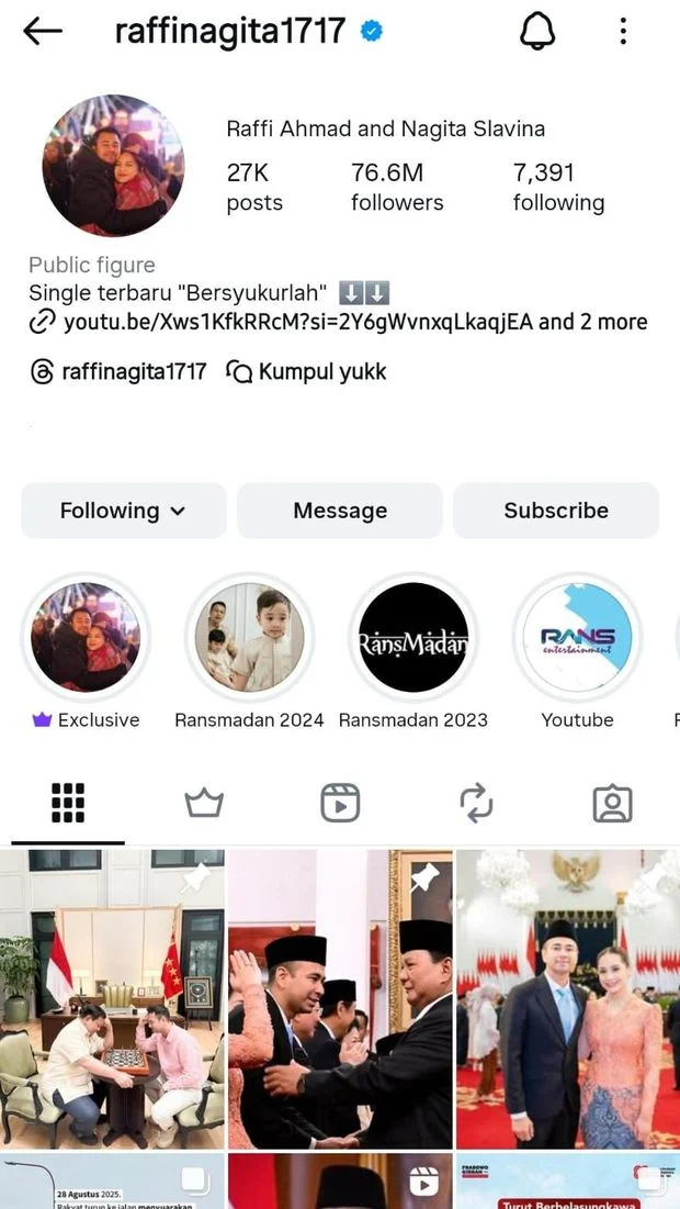 Netizen Serbu Akun Instagram Raffi Ahmad Usai Asistennya Jadi Komisaris