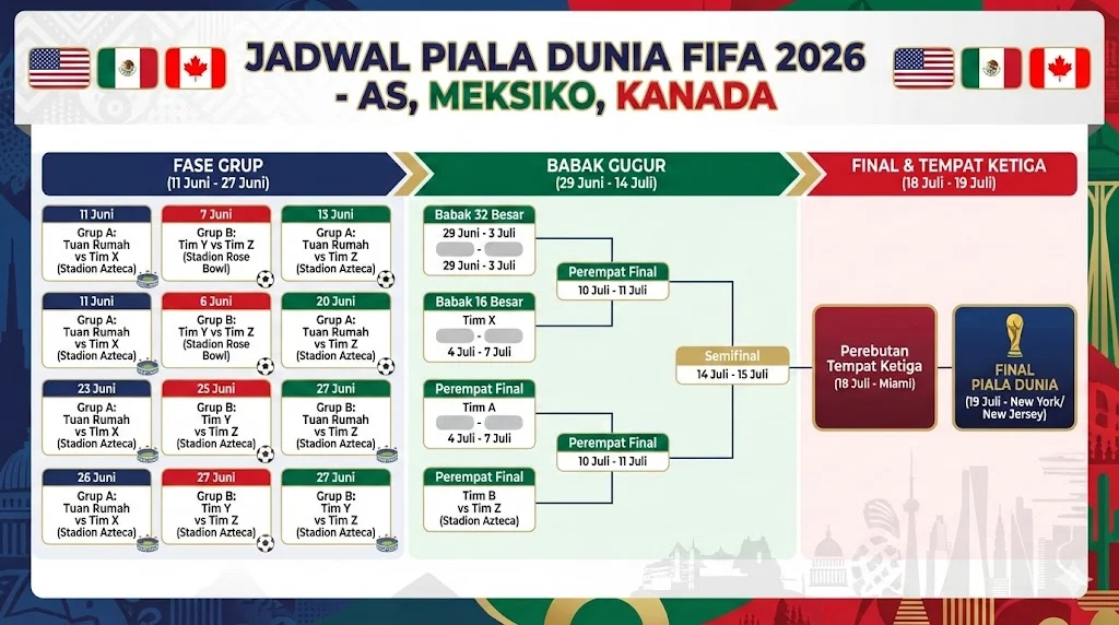 Piala Dunia 2026: Bagan Lengkap Piala Dunia 2026 Format Baru 48 Tim dari Grup hingga Final
