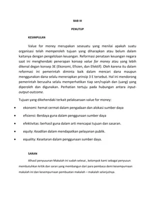 Transformasi Budaya Keuangan Publik: Apakah Value for Money Sudah Terwujud?