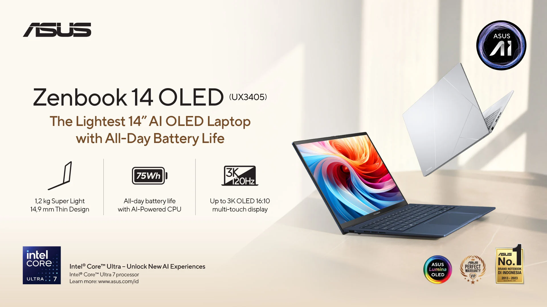 ASUS Zenbook 14 OLED: Laptop AI Ringan dengan Baterai Tahan Lama