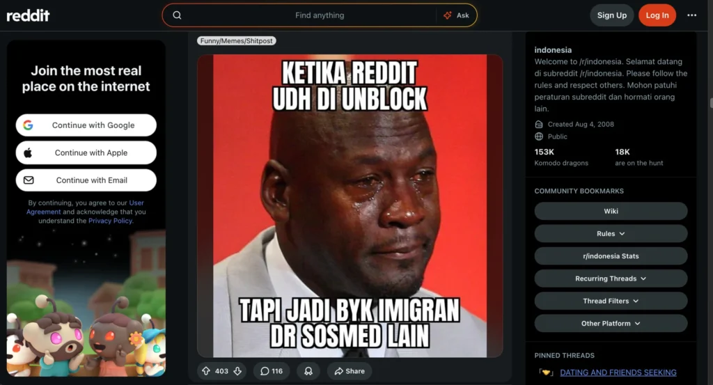 Kabar Gembira! Reddit Kembali Bisa Diakses di Indonesia Tanpa VPN